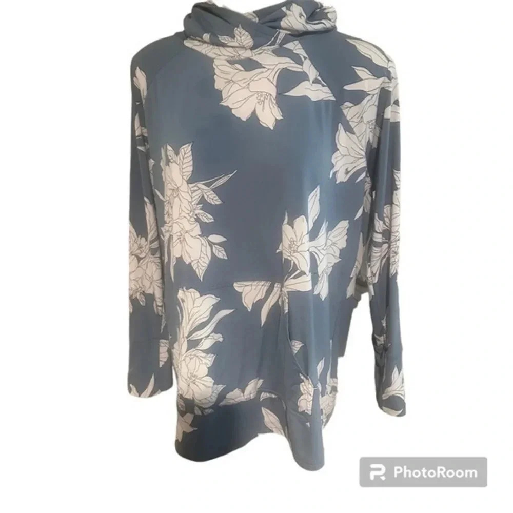 LuLaRoe Amber HoodieBlue FloralPrint